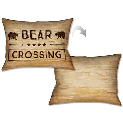 Laural Home Rustic Cabin Bear Crossing Decorative Pillow 14x20