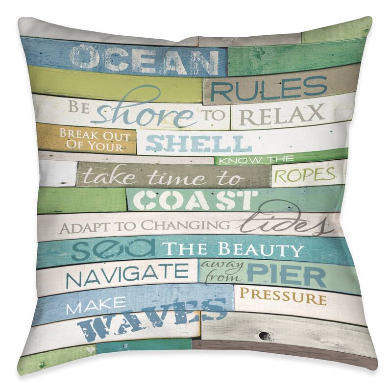 Laural Home Ocean Rules Decorative Throw Pillow - 18x18