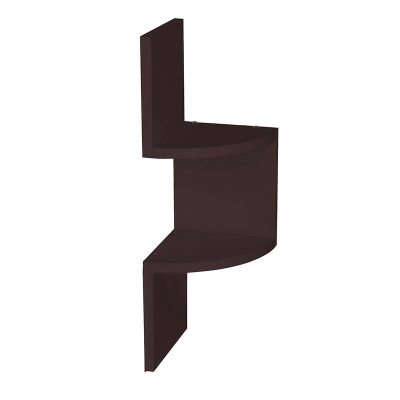 Two Level Side Corner Wall Mount Zig Zag Shelf - Brown