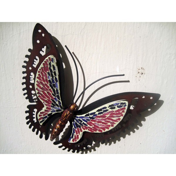 Hanging Butterfly Purple Blue Figurine of Blown Glass Crystal
