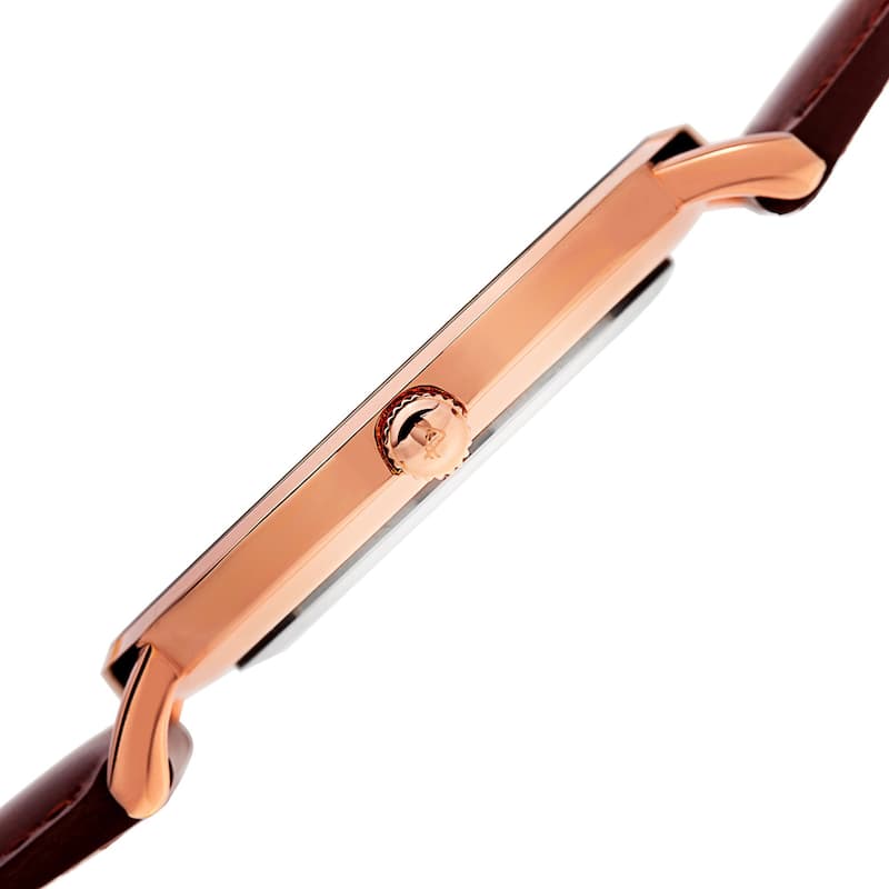 August Steiner Men's Classic Quartz Leather Rose-Tone Strap Watch