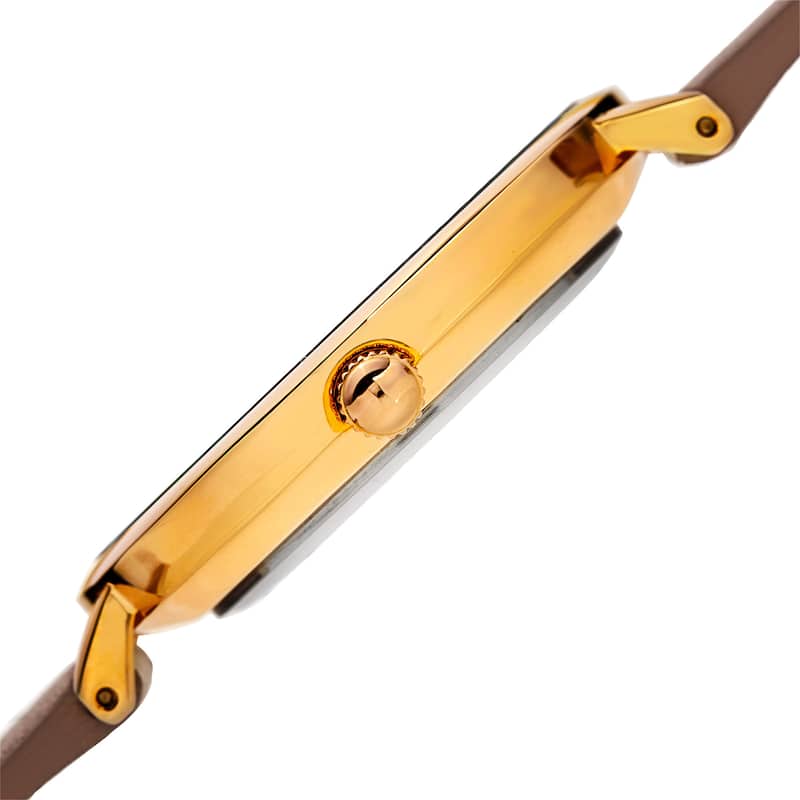 August Steiner Classic Women's Quartz 'Crazy Horse' Leather Gold-Tone Strap Watch - brown