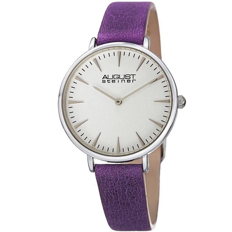 August Steiner Classic Women's Quartz 'Crazy Horse' Leather Purple Strap Watch