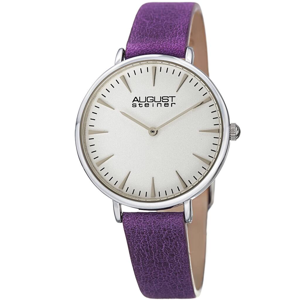 August Steiner Classic Women's Quartz 'Crazy Horse' Leather Purple Strap Watch
