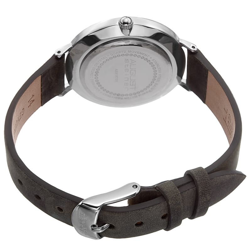 August Steiner Classic Women's Quartz 'Crazy Horse' Leather Grey Strap Watch