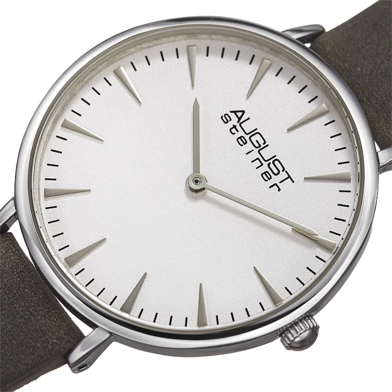 August Steiner Classic Women's Quartz 'Crazy Horse' Leather Grey Strap Watch