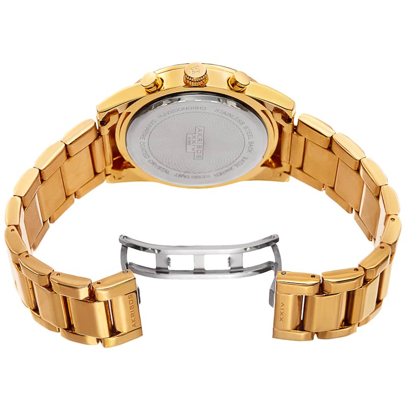Akribos XXIV Men's Multifunction Tachymeter Stainless Steel Gold-Tone Bracelet Watch - Gold