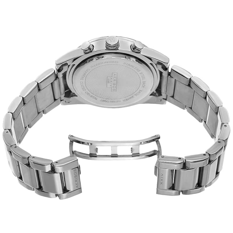 Akribos XXIV Men's Multifunction Tachymeter Stainless Steel Silver-Tone Bracelet Watch - brown