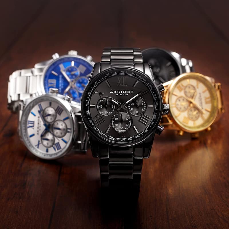 Akribos XXIV Men's Multifunction Tachymeter Stainless Steel Bracelet Watch