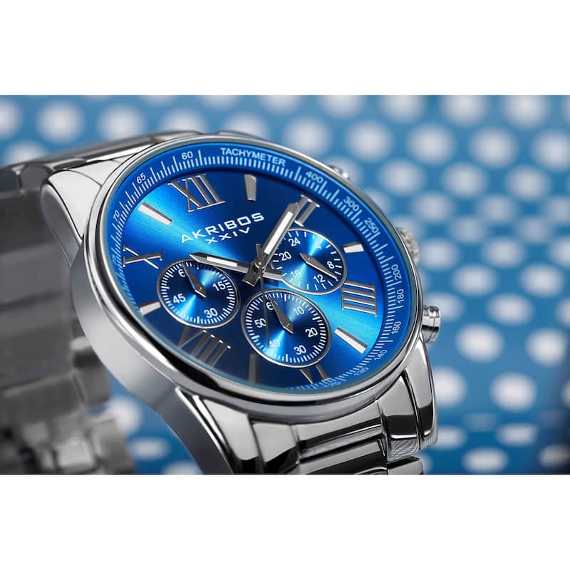 Akribos XXIV Men's Multifunction Tachymeter Stainless Steel Bracelet Watch