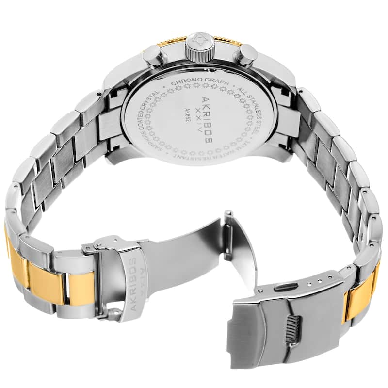 Akribos XXIV Men's Quartz Chronograph Stainless Steel Two-Tone Bracelet Watch