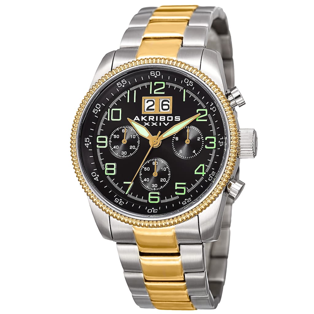 Akribos XXIV Men's Quartz Chronograph Stainless Steel Two-Tone Bracelet Watch
