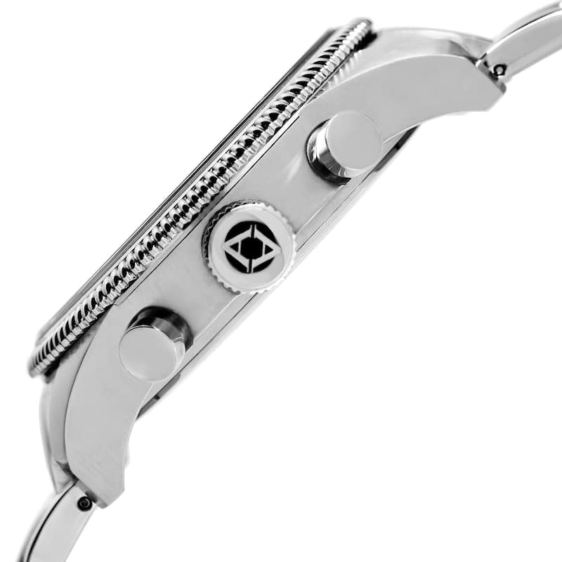 Akribos XXIV Men's Quartz Chronograph Stainless Steel Silver-Tone Bracelet Watch - BLue