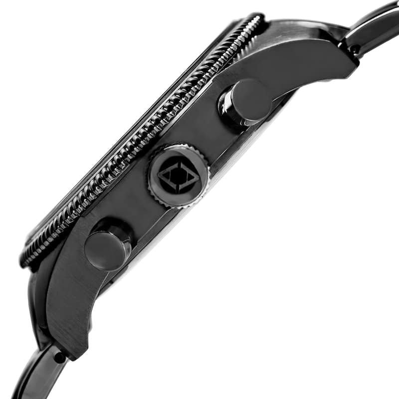 Akribos XXIV Men's Quartz Chronograph Stainless Steel Black Bracelet Watch