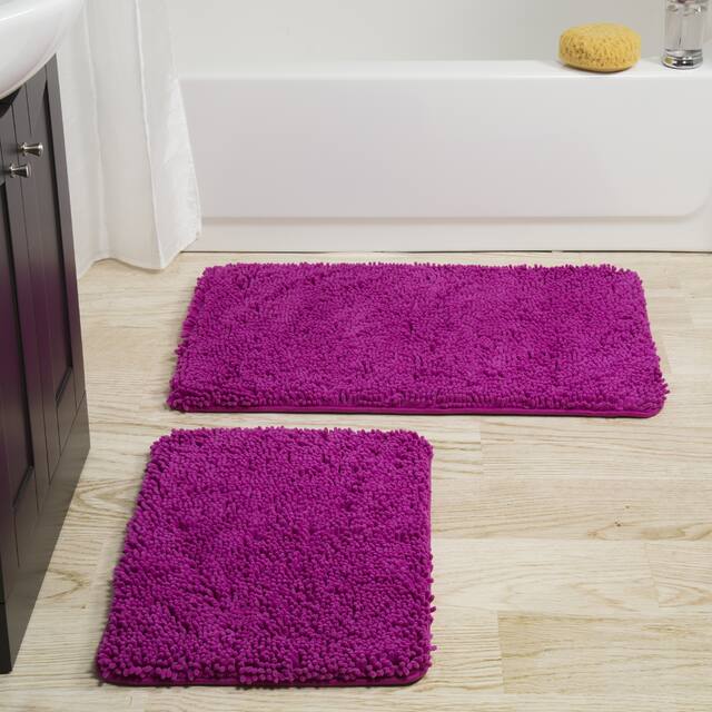 Windsor Home 2-piece Memory Foam Shag Bath Mat - Pink