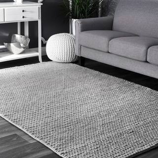 Wool Solid Rugs Area For Less Nuloom Handmade Casual Braided Wool Grey Rug 9 X