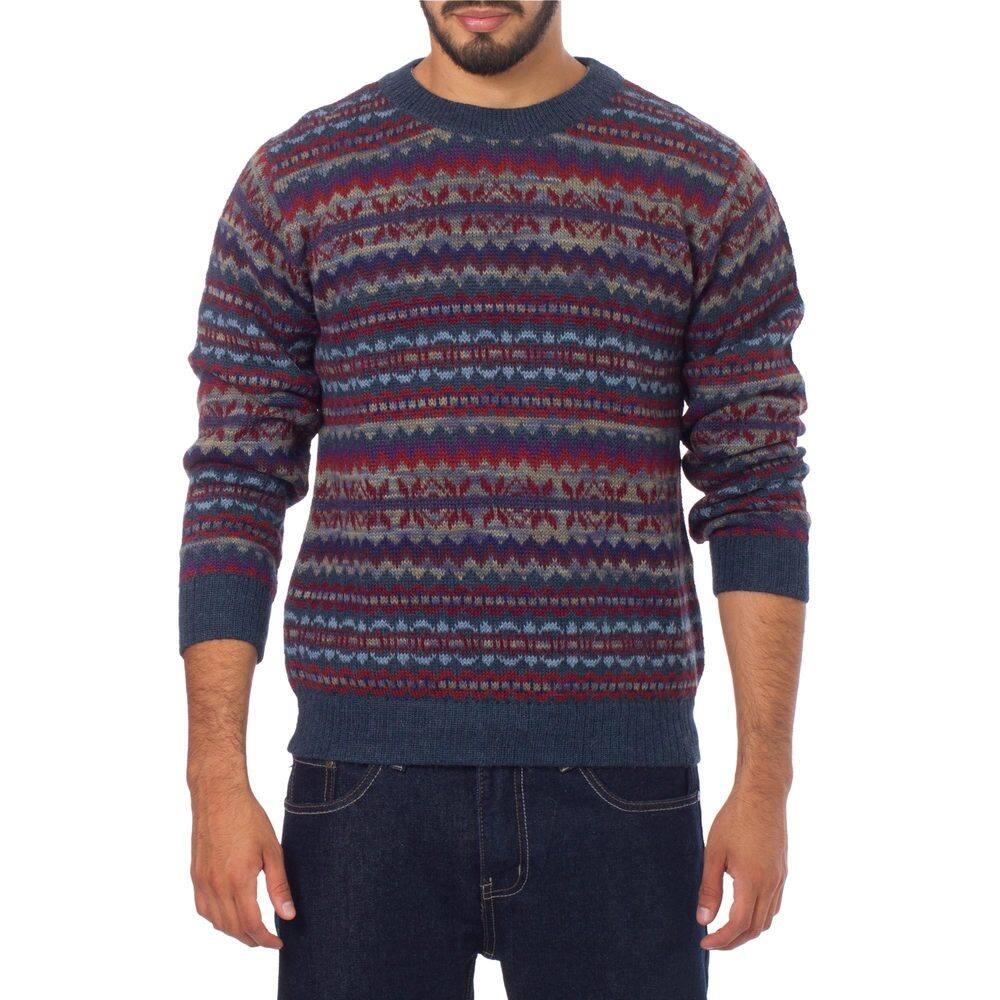 Handmade Men' Colca Blue' Sweater (Peru)