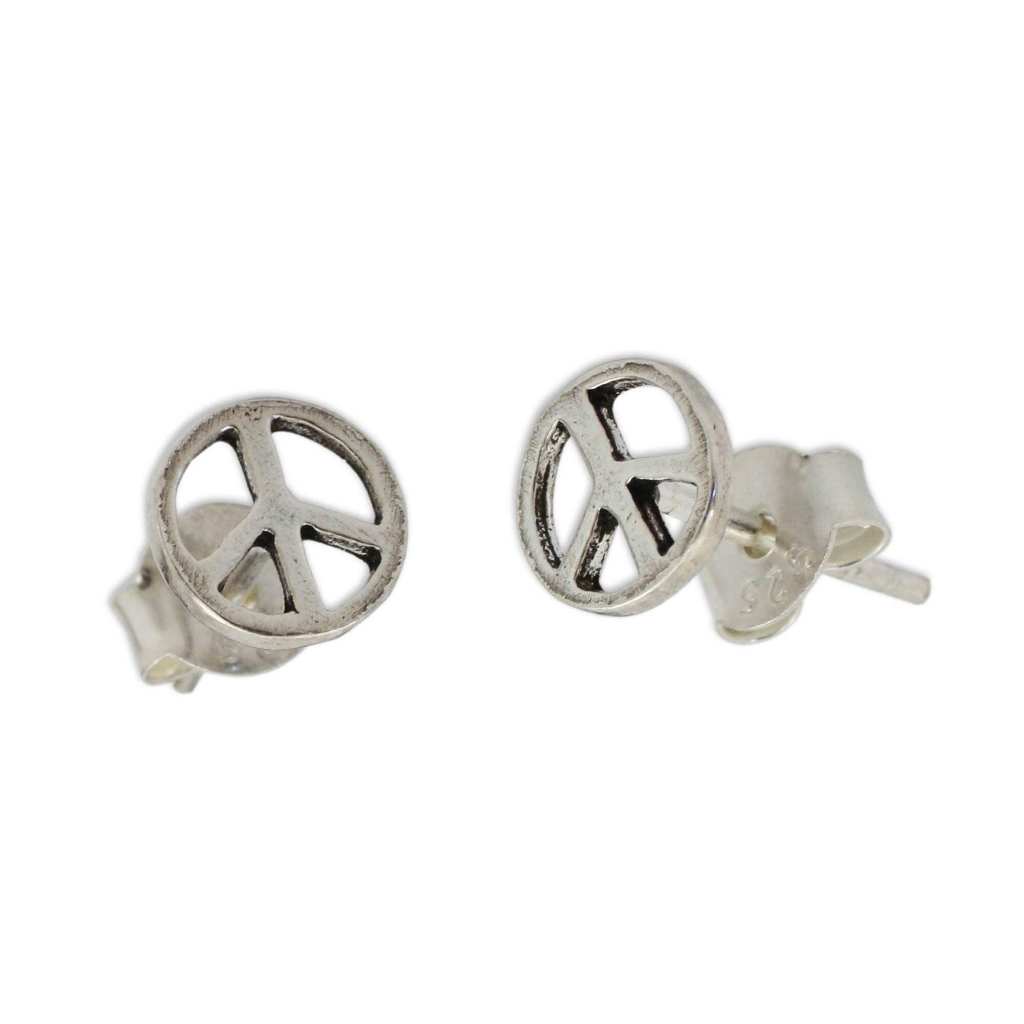 SURANO DESIGN JEWELRY Sterling Silver Peace Sign w/Peace Stud Earrings 