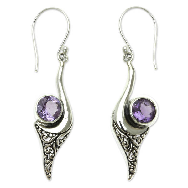 Shop Handmade Sterling Silver 'Treasure' Amethyst Earrings (Indonesia ...