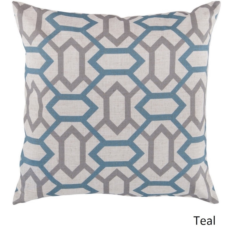 Artistic Weavers Decorative St.Mawes 18-inch Trellis Poly or Feather Down Filled Pillow - Teal