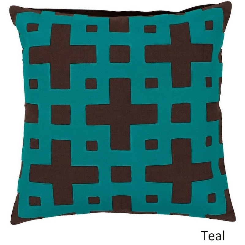 Jones 22-inch Decorative Geometric Feather Down or Polyester Filled Pillow - Down - Brown/Blue