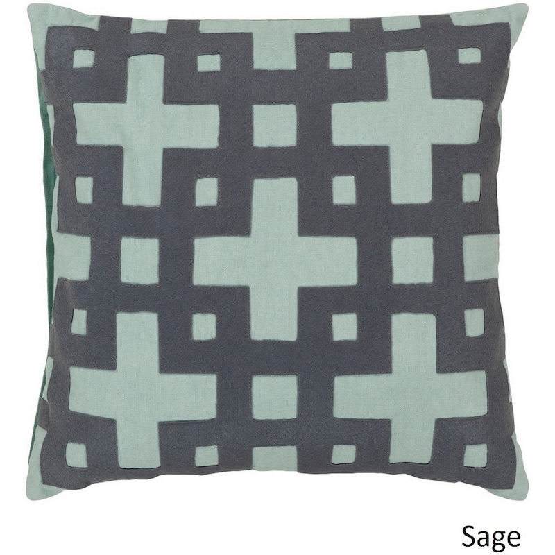 Jones 20-inch Decorative Geometric Feather Down or Polyester Filled Pillow - Down - Green/Grey