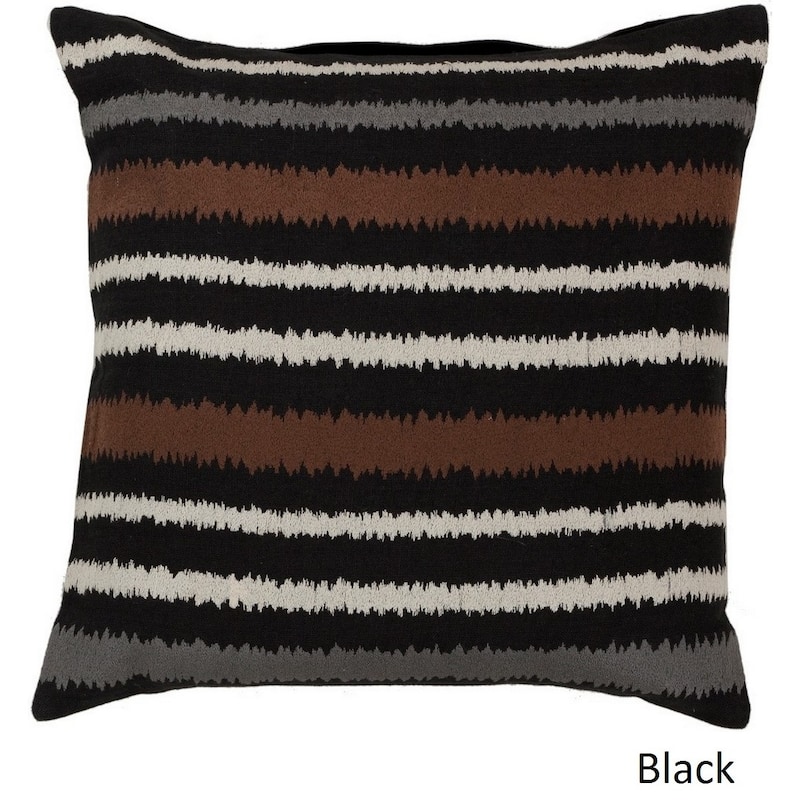 Decorative Pershore 22-inch Striped Ikat Pillow Cover - Brown/Off-White/Black