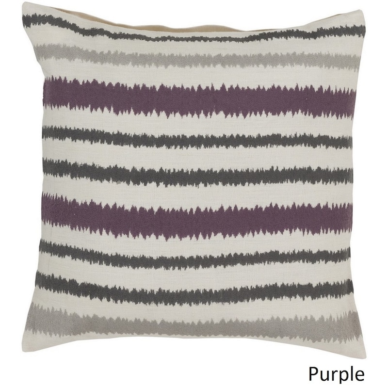 Decorative Pershore 22-inch Striped Ikat Pillow Cover - Grey/Off-White/Purple