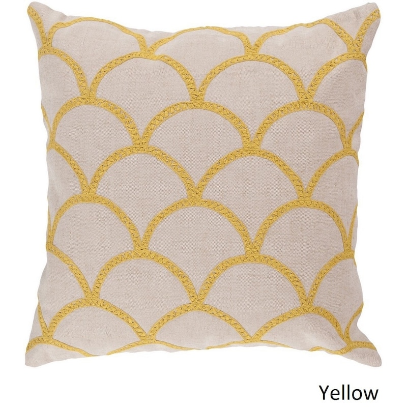 Decorative Rothbury 22-inch Embroidered Pillow Cover - Yellow/Off-White