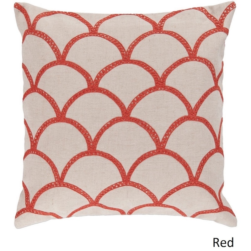 Decorative Rothbury 22-inch Embroidered Pillow Cover - Red/Off-White