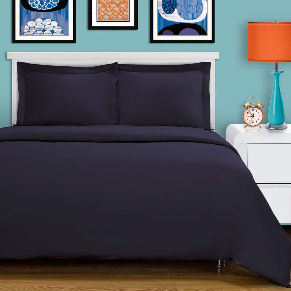 Superior 425 Thread Count Cotton 3-piece Solid Duvet Cover Set