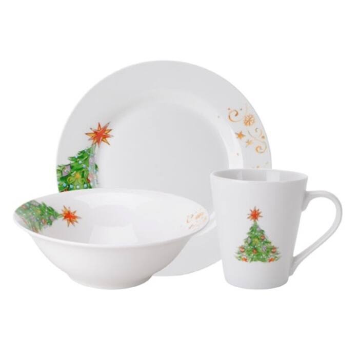 Christmas Tree Porcelain Dinnerware 12-piece Set