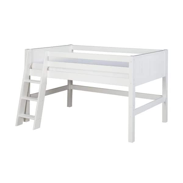 slide 1 of 1, Camaflexi Twin-size White Finish Low Loft Bed with Panel Headboard