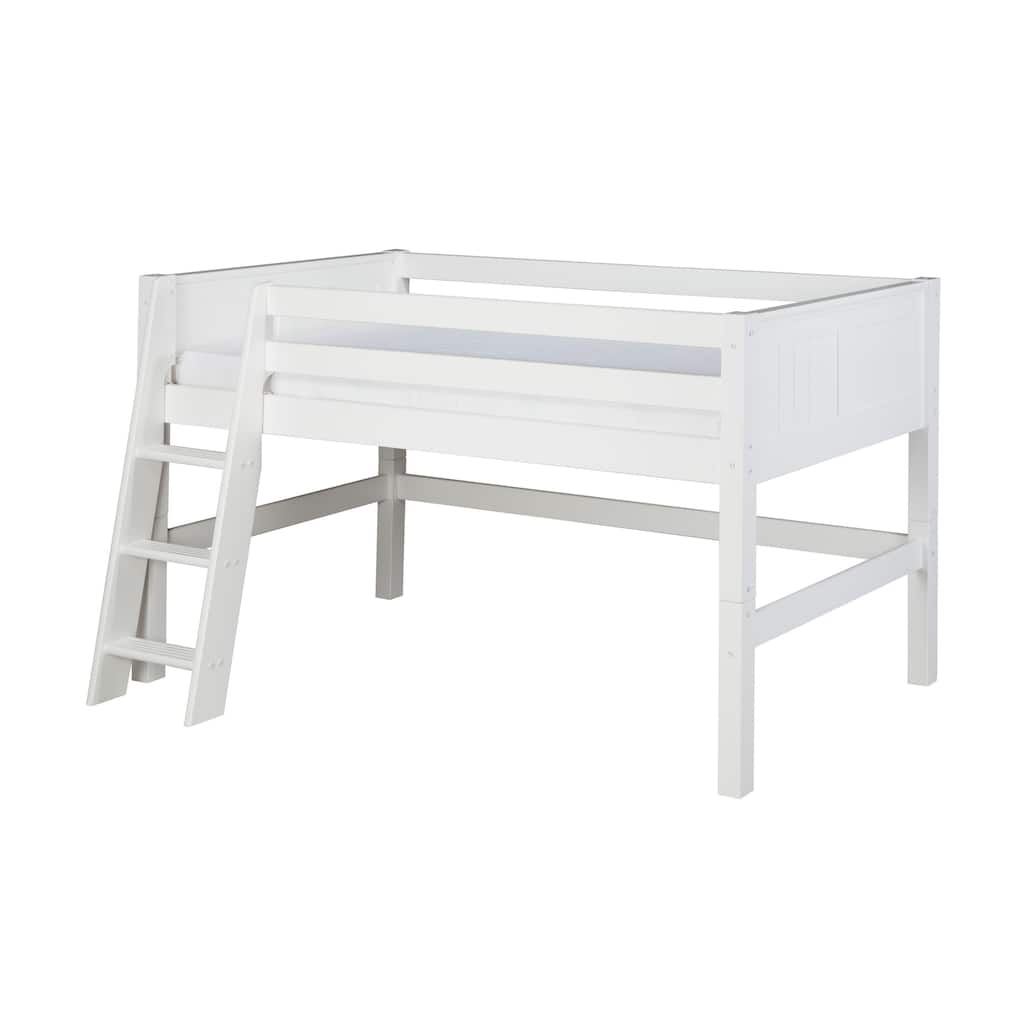 Camaflexi Twin-size White Finish Low Loft Bed with Panel Headboard