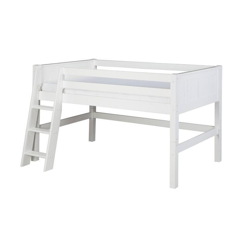 Camaflexi Twin-size White Finish Low Loft Bed with Panel Headboard