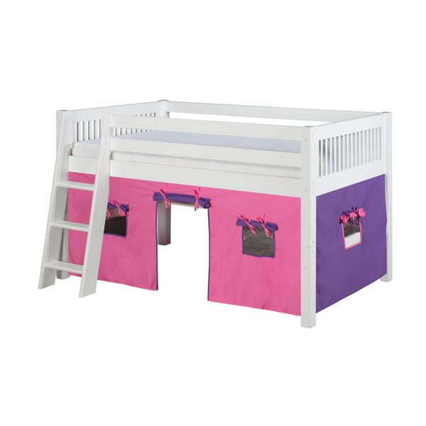 Camaflexi Twin-size White Finish Low Loft Playhouse Bed with Mission Headboard