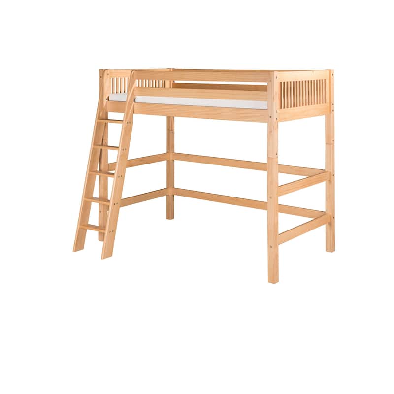 Camaflexi Full-size Natural Finish Full High Loft Bed with Mission Headboard