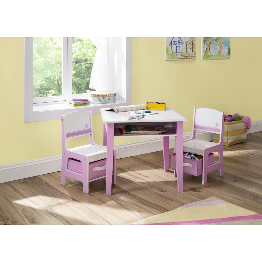 Jack & Jill Storage Table and Chair Set, Pink / White - Multi