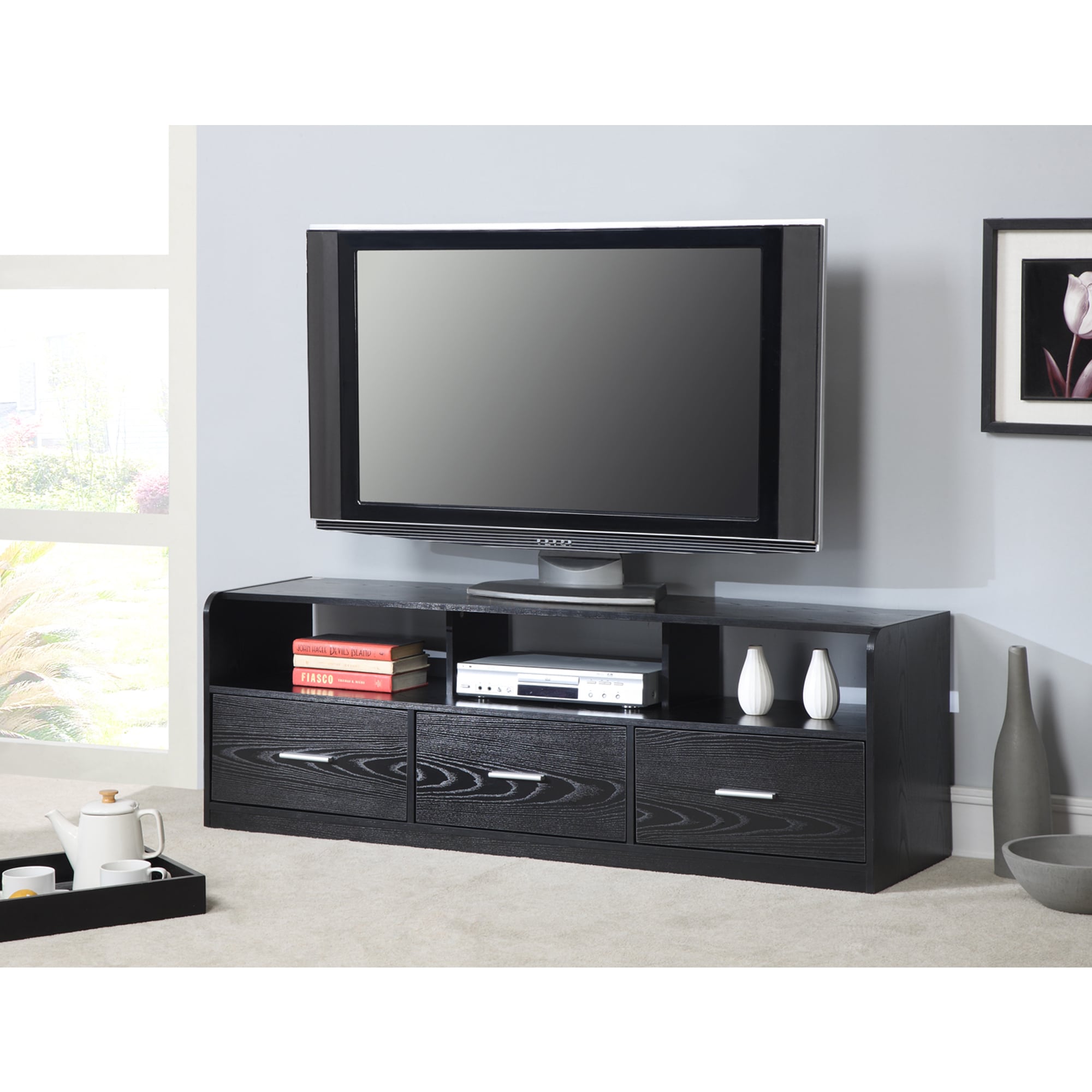 Furniture of America Drewslee Modern Multi storage Black Media Console