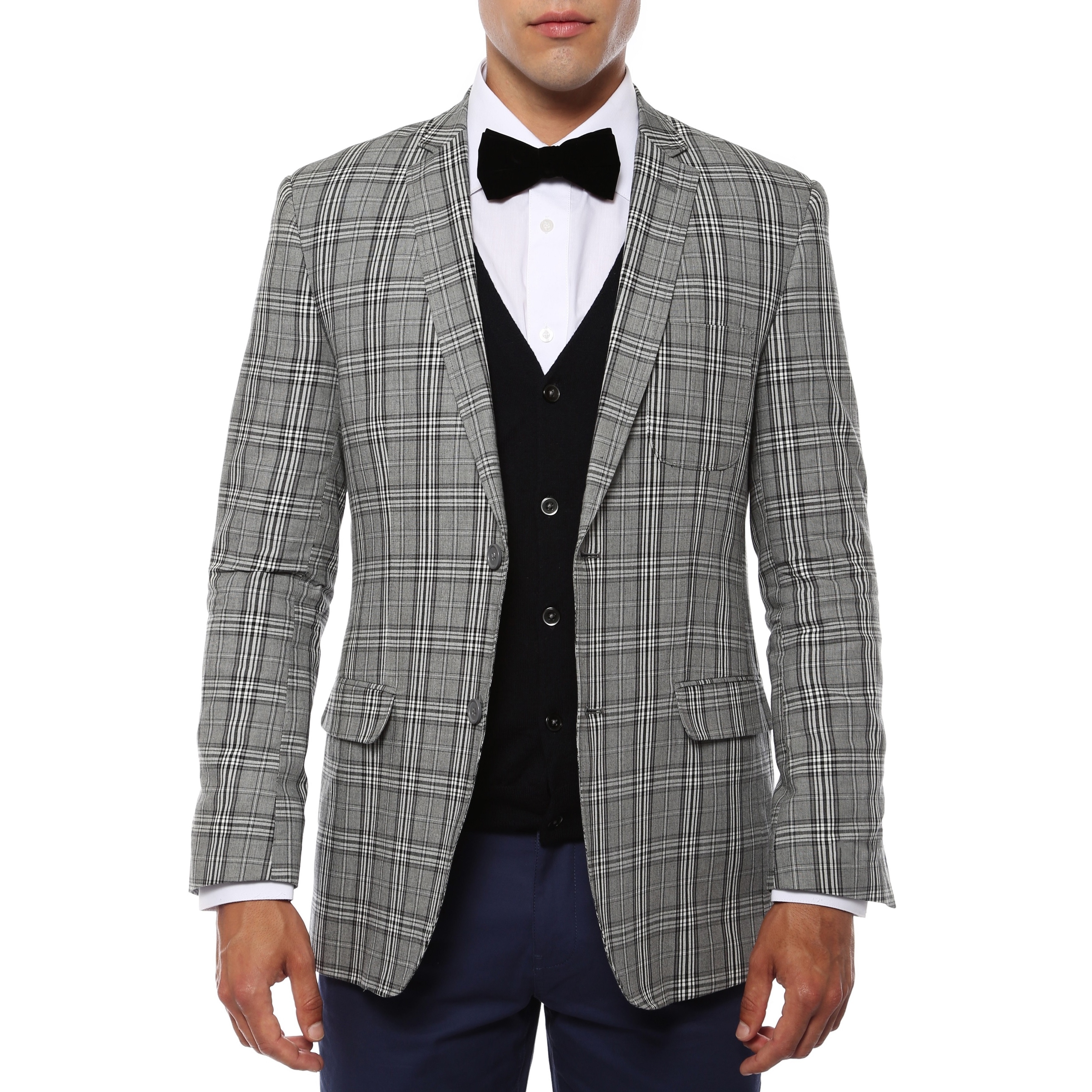 grey plaid blazer men