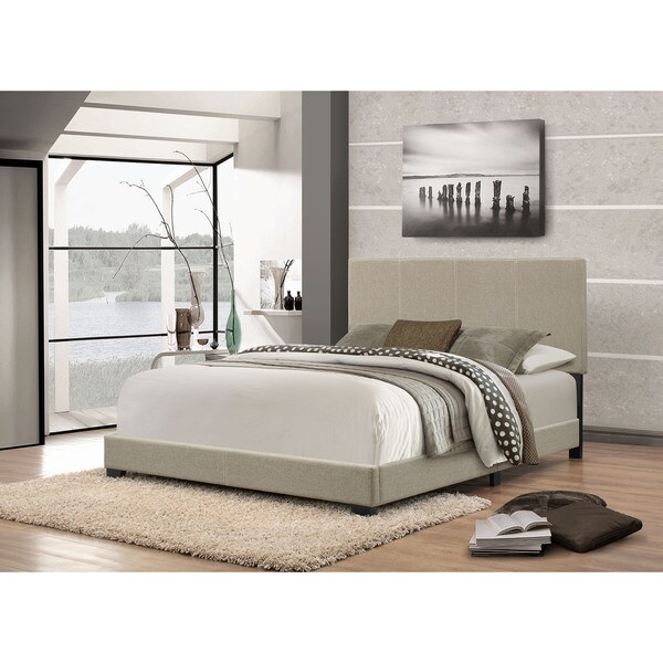Handy Living Adriana Herbal Grey Green Upholstered Queen Bed