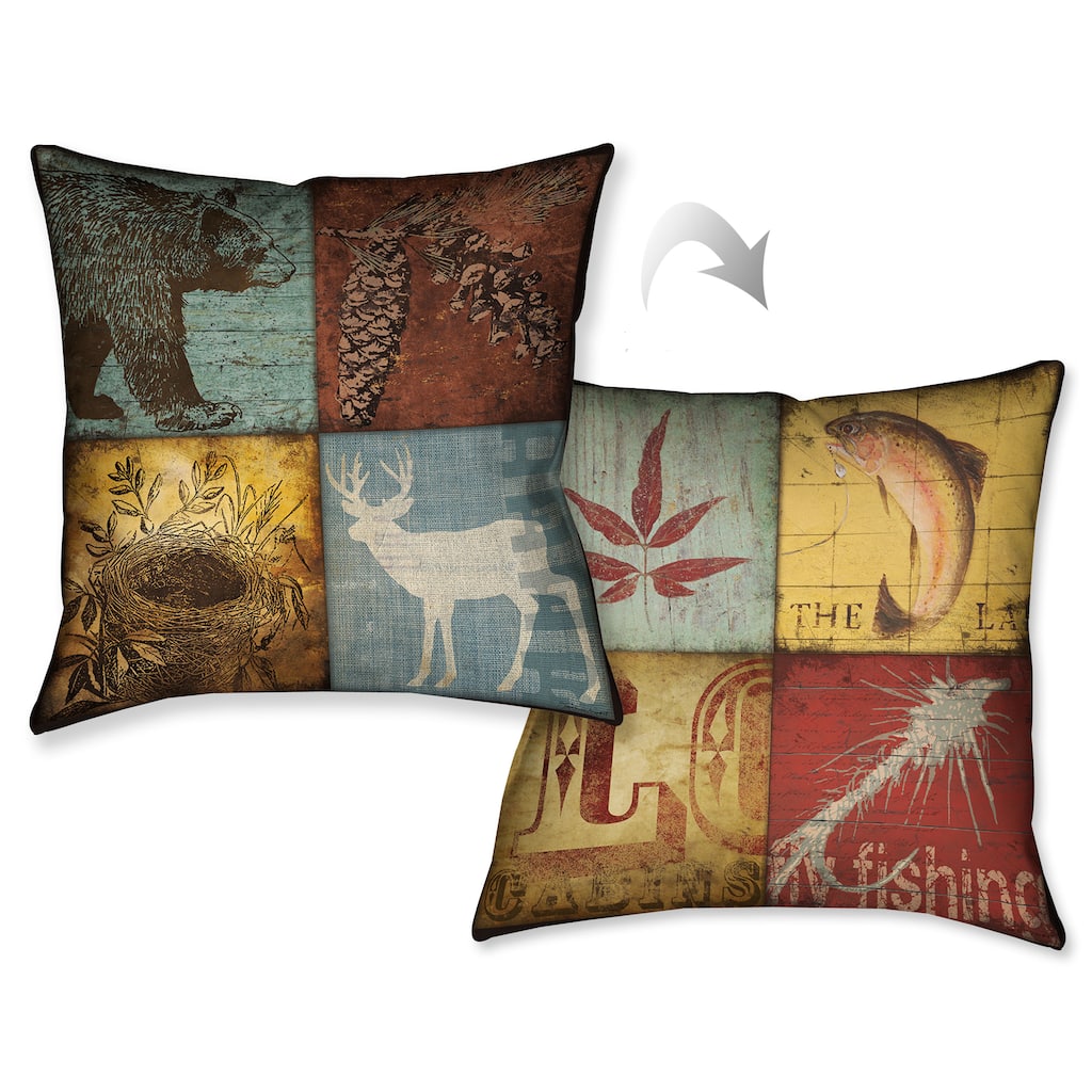 Laural Home Lodge Patches Decorative 18 Inch Throw Pillow