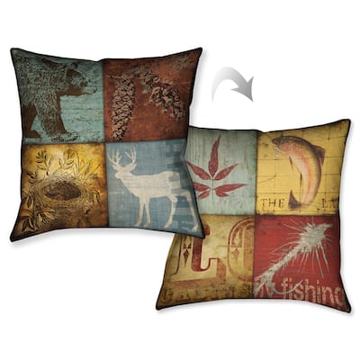 Laural Home Lodge Patches Decorative 18 Inch Throw Pillow
