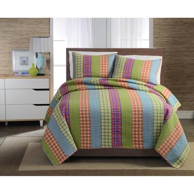Bright stripe Cotton 3-piece Quilt Set
