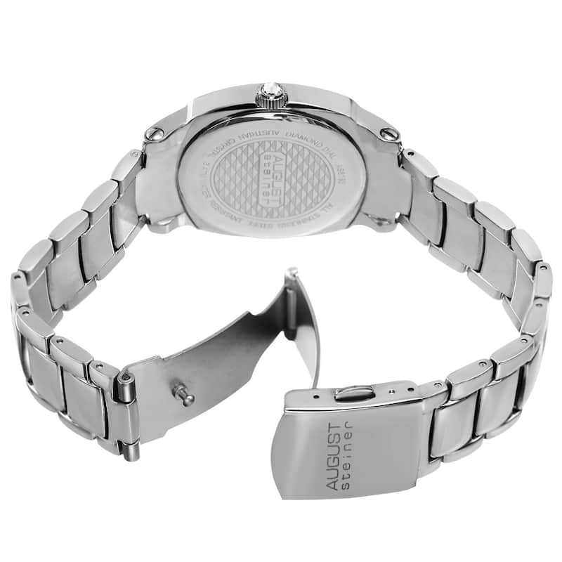 August Steiner Women's Swiss Quartz Diamonds Stainless Steel Green Bracelet Watch
