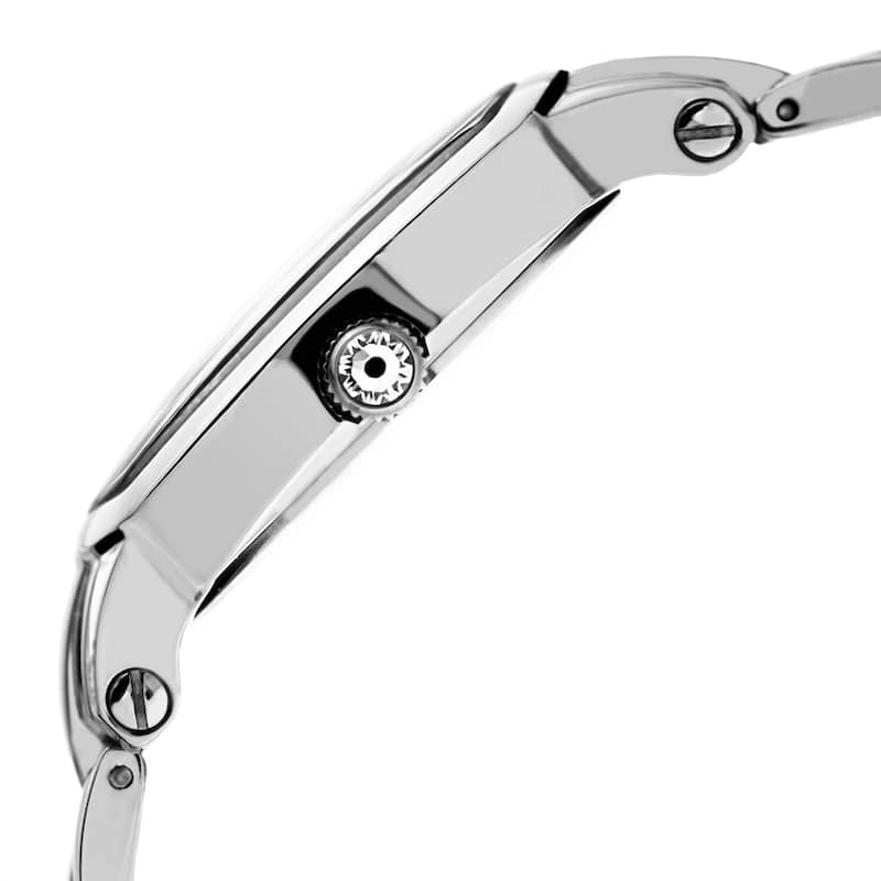 August Steiner Women's Swiss Quartz Diamonds Stainless Steel Silver-Tone Bracelet Watch - silver