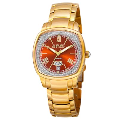 August Steiner Women's Swiss Quartz Diamonds Stainless Steel Gold-Tone Bracelet Watch - Gold