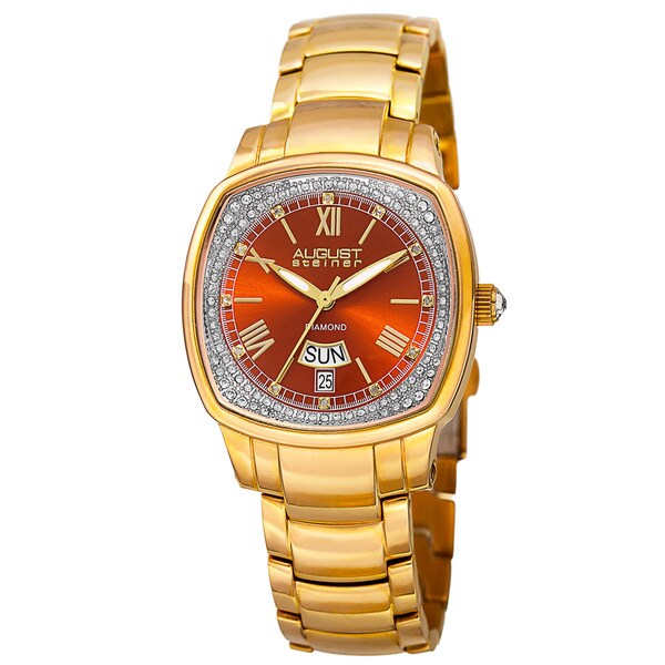 August Steiner Women's Swiss Quartz Diamonds Stainless Steel Gold-Tone Bracelet Watch - GOLD