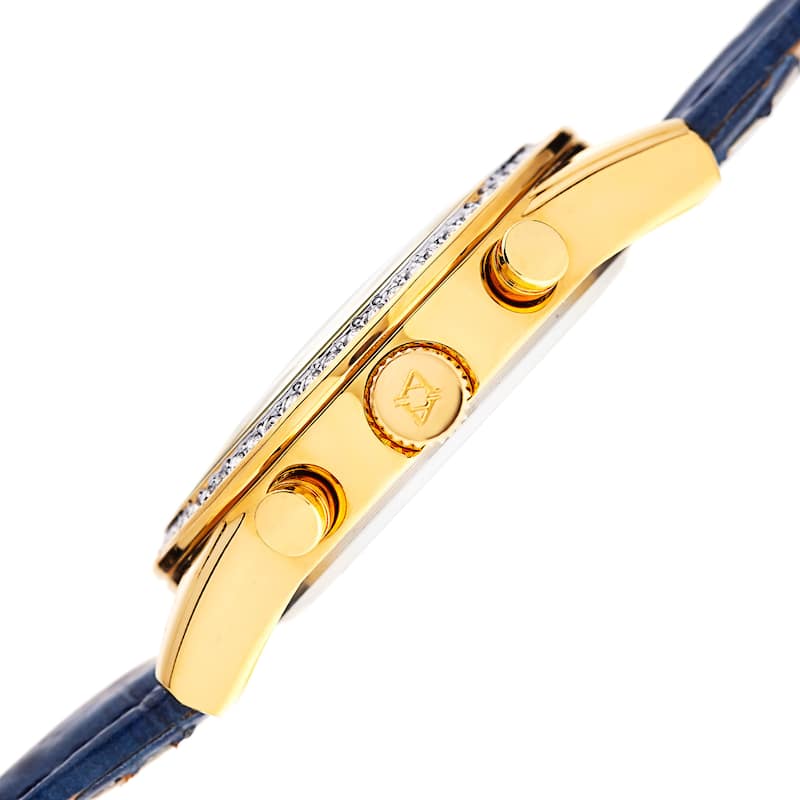 Akribos XXIV Women's Swiss Quartz Multifunction Leather Blue Strap Watch