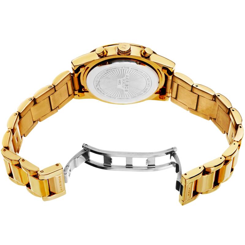 Akribos XXIV Ladies Swiss Quartz Swarovski Crystals Dual-Time Stainless Steel Gold-Tone Bracelet Wat - Gold